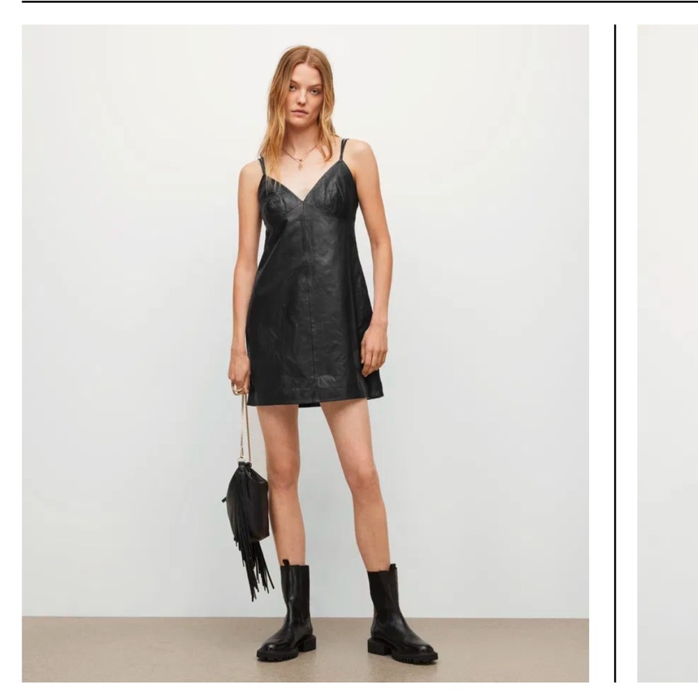 Allsaints leather slip dress